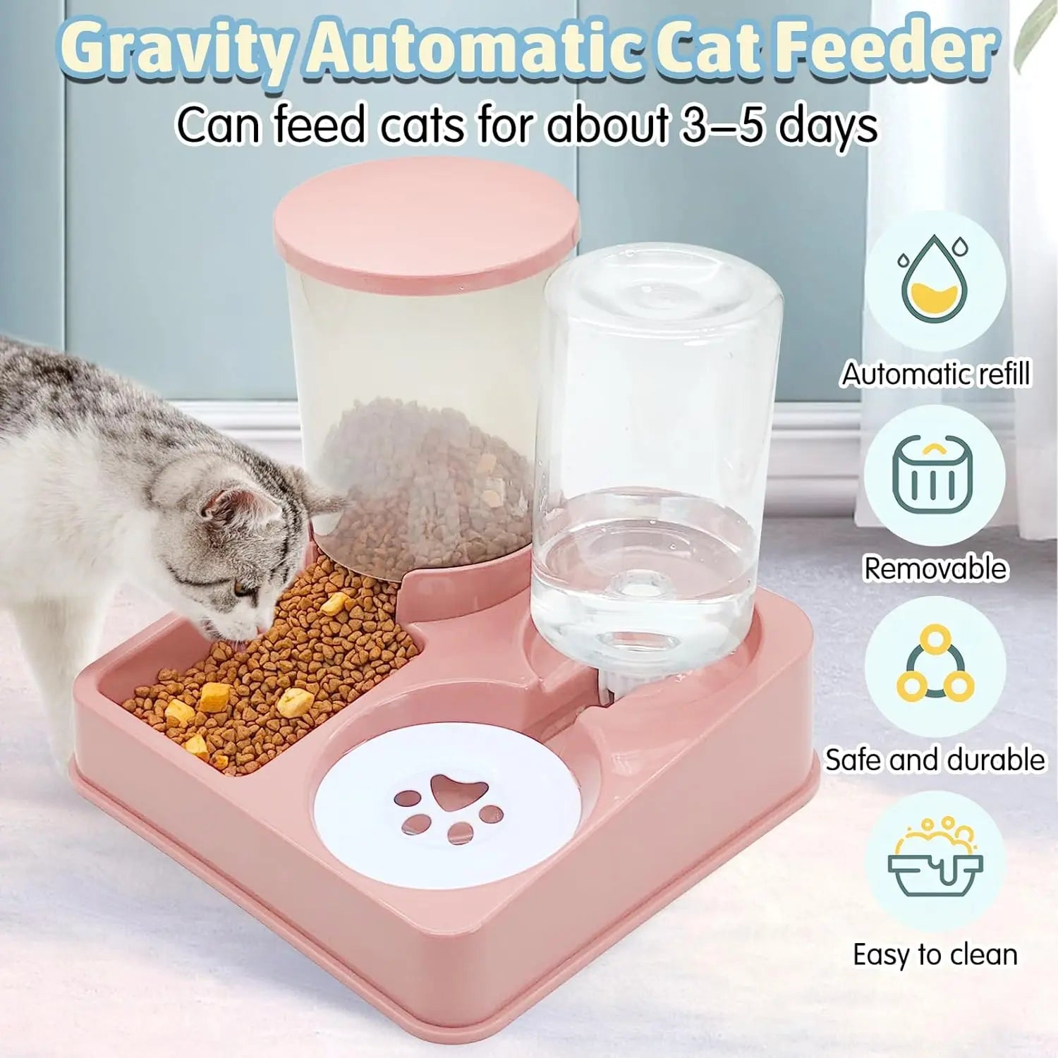 2-in-1 Automatic Pet Feeder & Water Dispenser — Gravity Food & Water Set