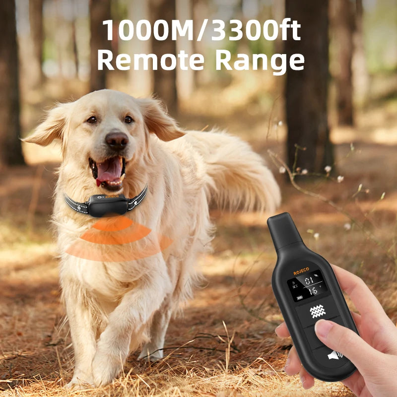ROJECO Electric Dog Training Collar | Rechargeable, Waterproof, 1000M Remote