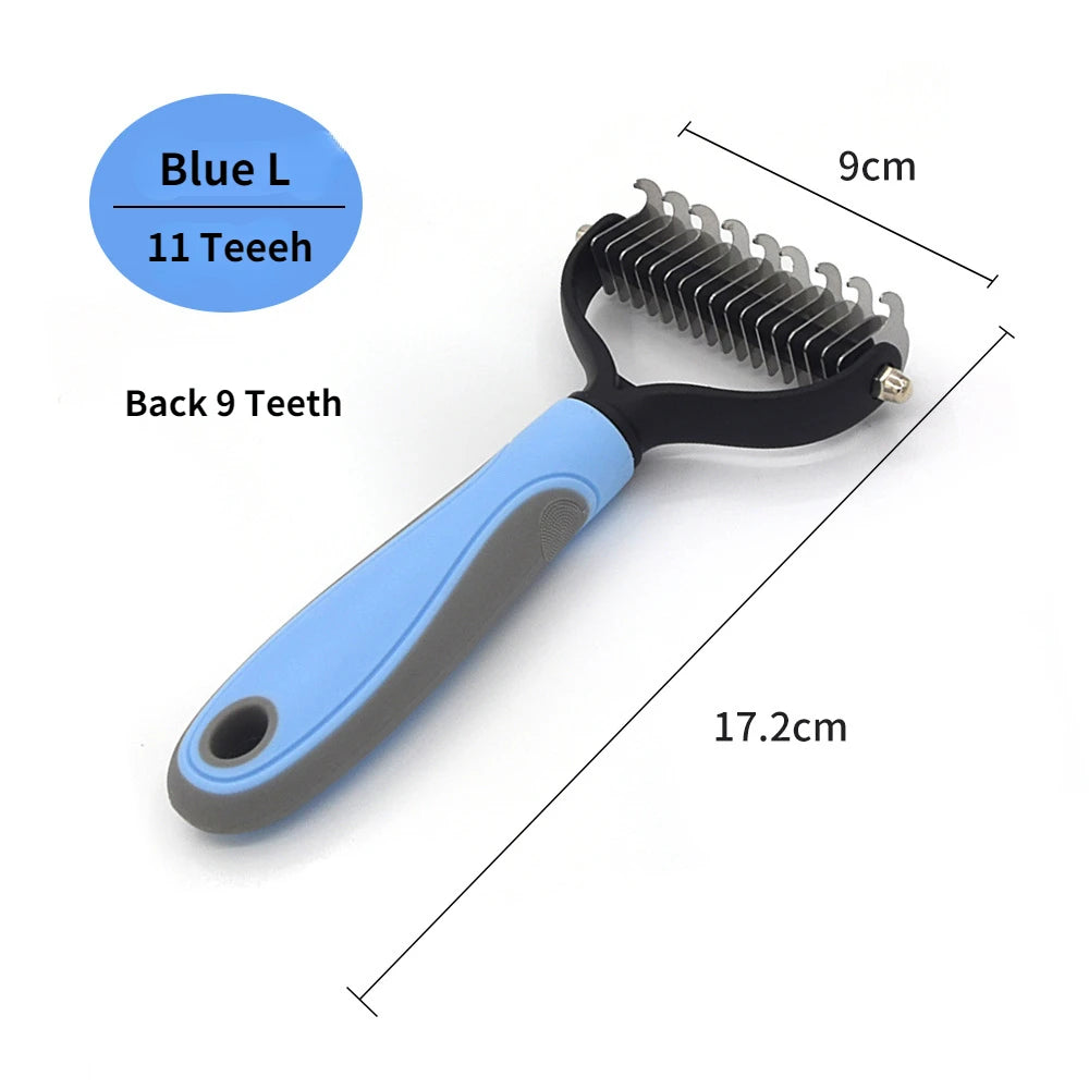 Professional Pet Deshedding Brush – Dog & Cat Hair Remover with Dematting Comb