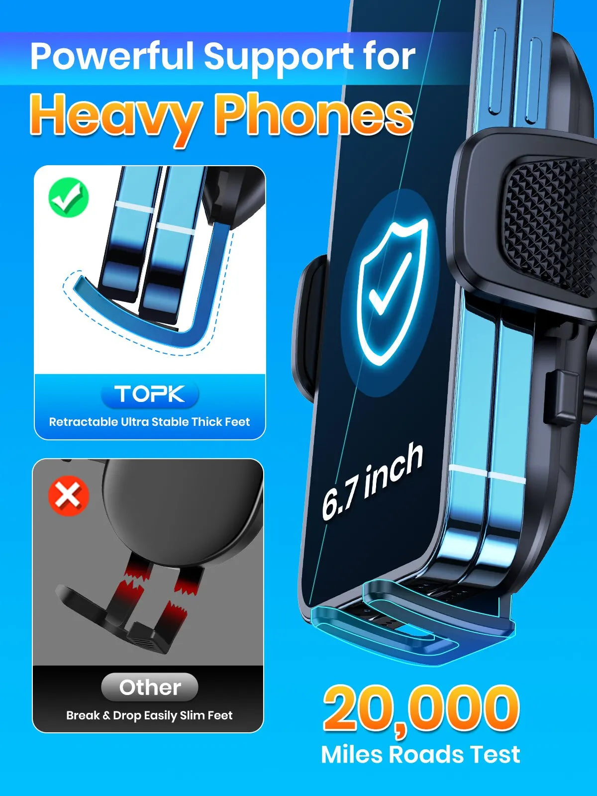 TOPK Car Phone Holder – Universal Mount for Air Vent, Dashboard & Windshield