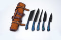 5-Piece Hand-Forged Kitchen Knife Set - Dragon Scale Carbon Steel & Blue Diamond Wood Handles