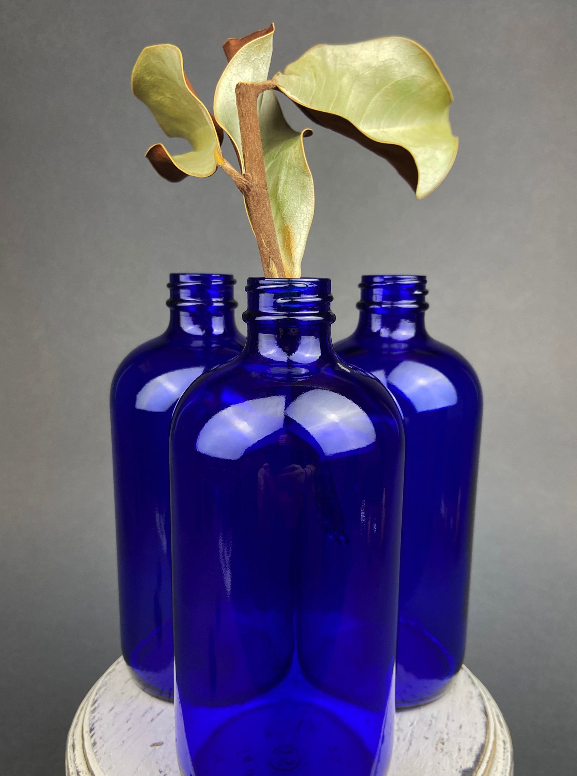 Vintage Cobalt Blue Glass Apothecary Bottles with Stoppers