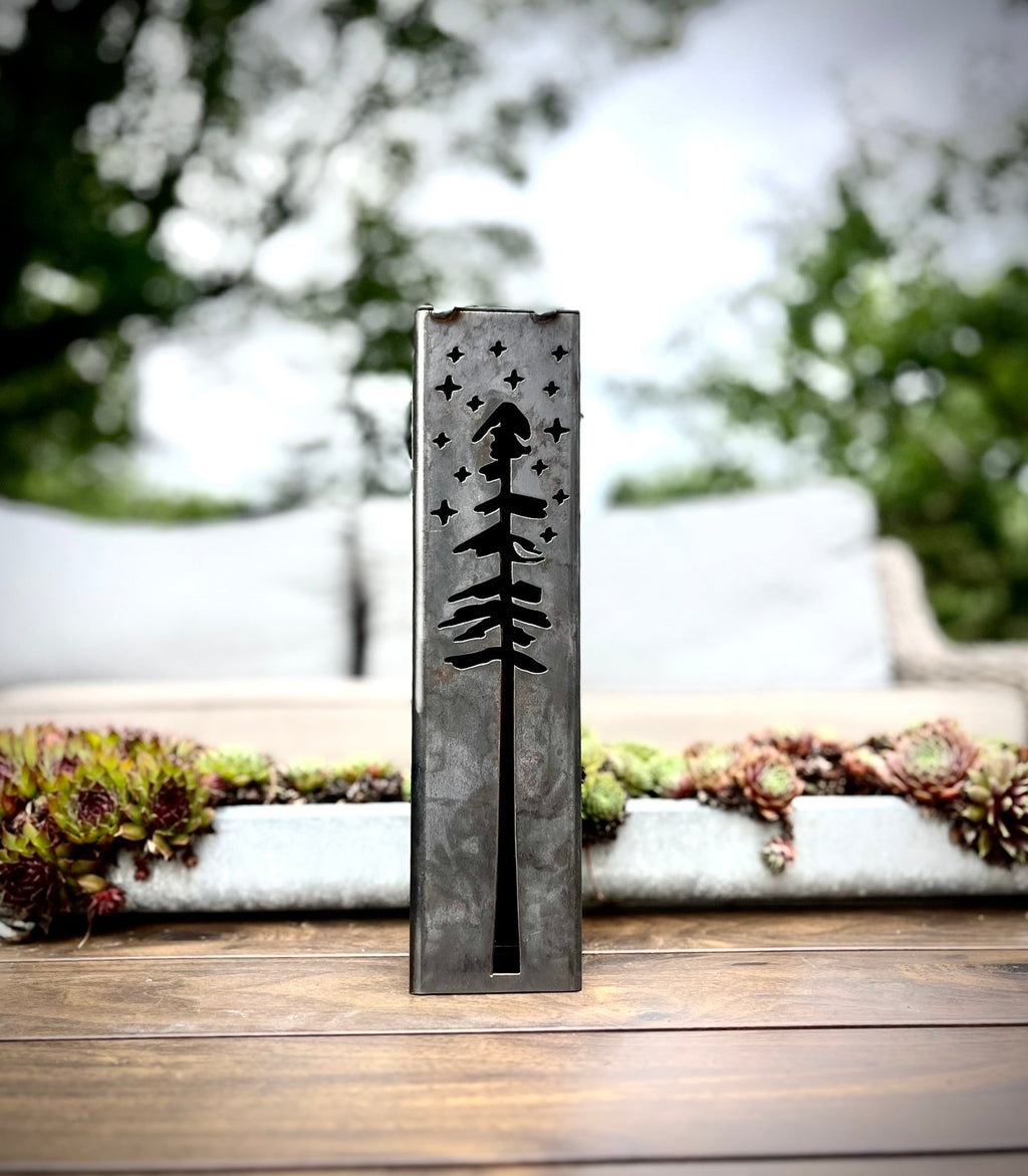 Pine Tree Luminary Pillars w/ Solar Cap